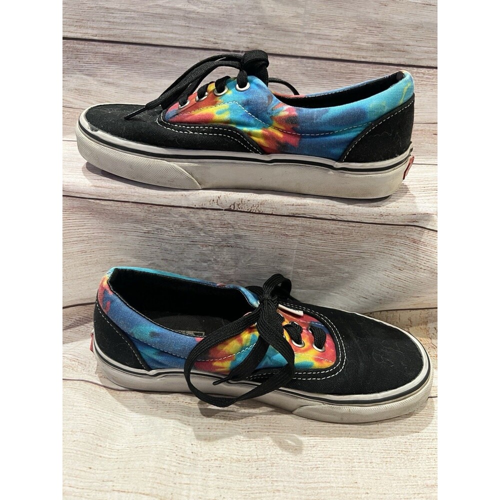 Vans Sneakers Tie Dye Black Skater Low Top Lace Up Canvas Size 6.5 Women 5 Men - Picture 2 of 6